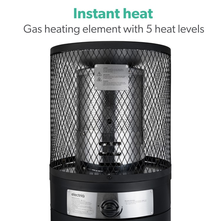 electriQ Outdoor Freestanding Bullet Gas Heater - Black