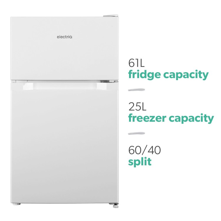 Refurbished electriQ eiQUCFFWHve Freestanding 86 Litre 70/30 Fridge Freezer White 