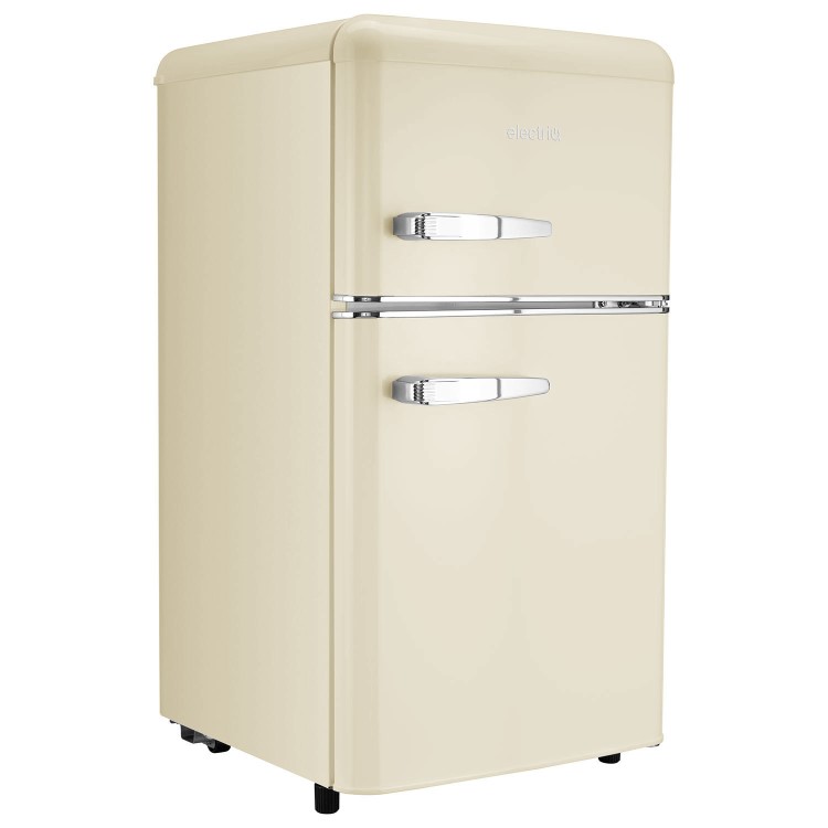 GRADE A1 - electriQ 80 Litre 70/30 Retro Freestanding Fridge Freezer – Cream