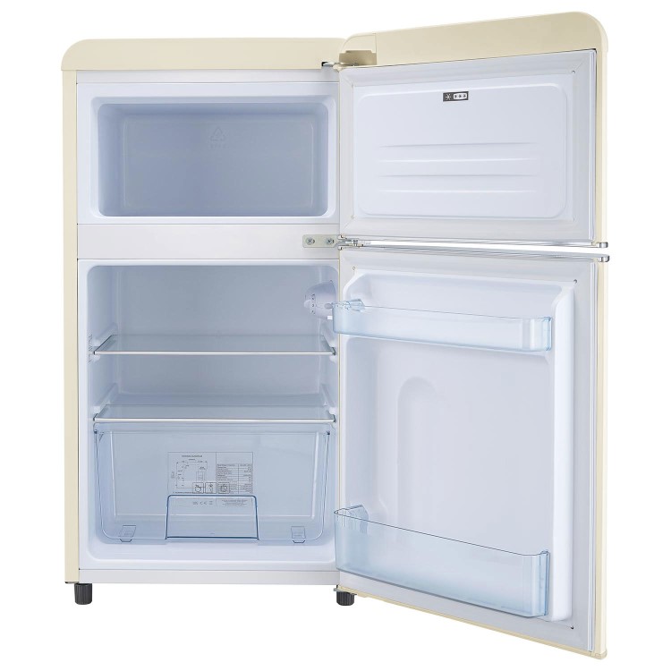 GRADE A1 - electriQ 80 Litre 70/30 Retro Freestanding Fridge Freezer – Cream