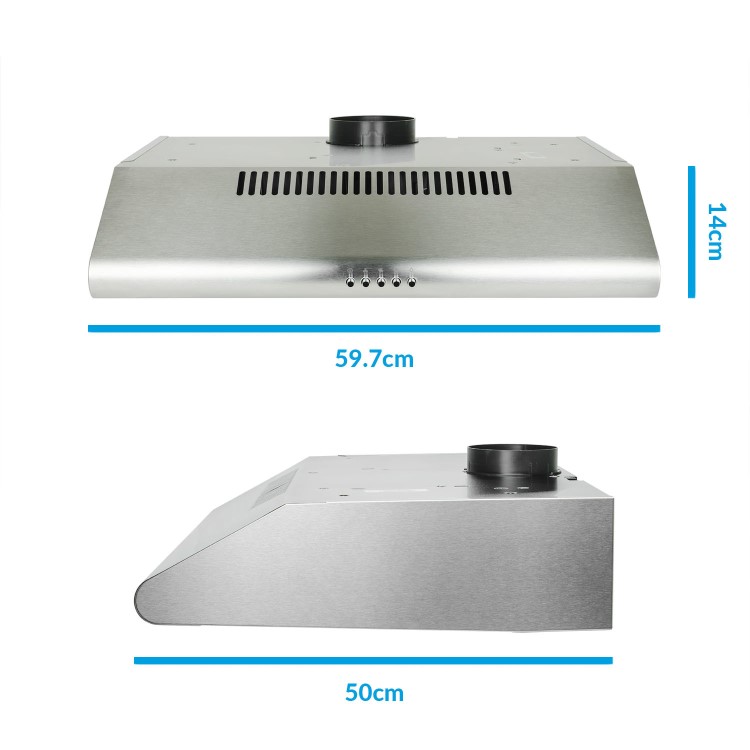 electriQ 60cm Stainless Steel Conventional Visor Cooker Hood Top Venting 