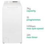 Refurbished electriQ eiQWMTL75 Freestanding 7KG 1200 Spin Top Loading Washing Machine