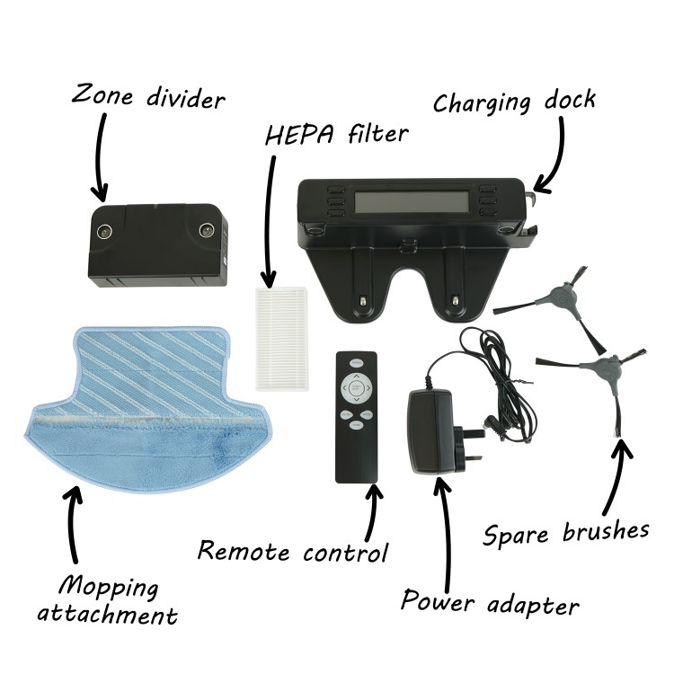electriQ eiQ-R900M Pet Robot Vacuum Cleaner with Wet Mop & HEPA Filter