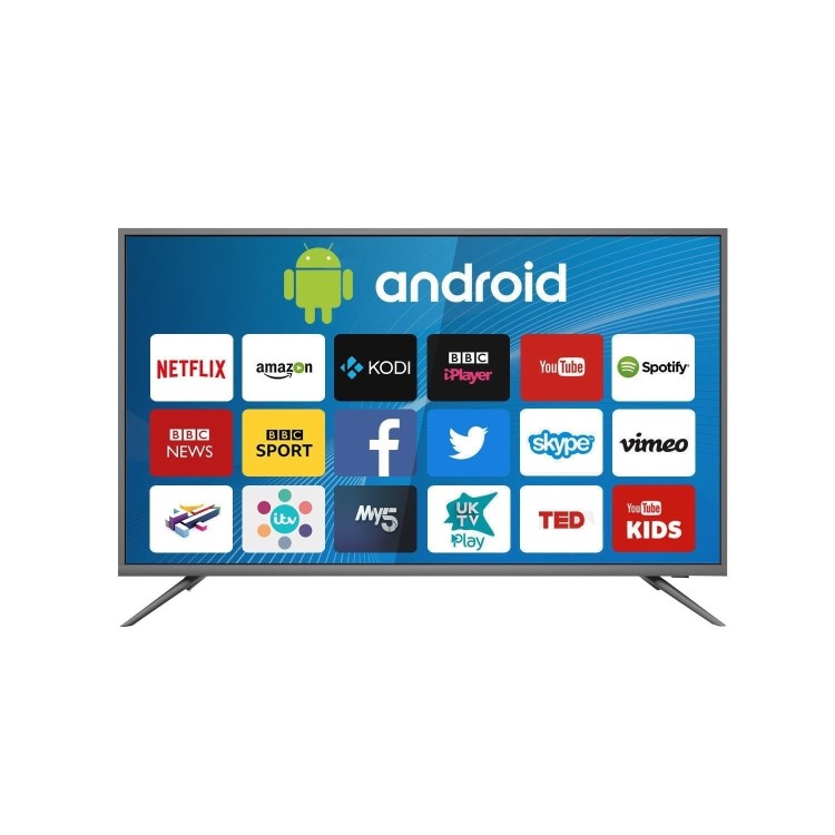 GRADE A1 - electriQ 50" 4K Ultra HD LED Android Smart TV with Freeview HD - Silver