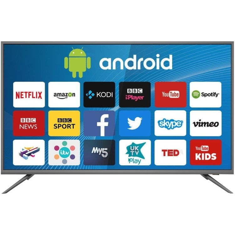GRADE A3 - electriQ 50" 4K Ultra HD LED Android Smart TV with Freeview HD - Silver