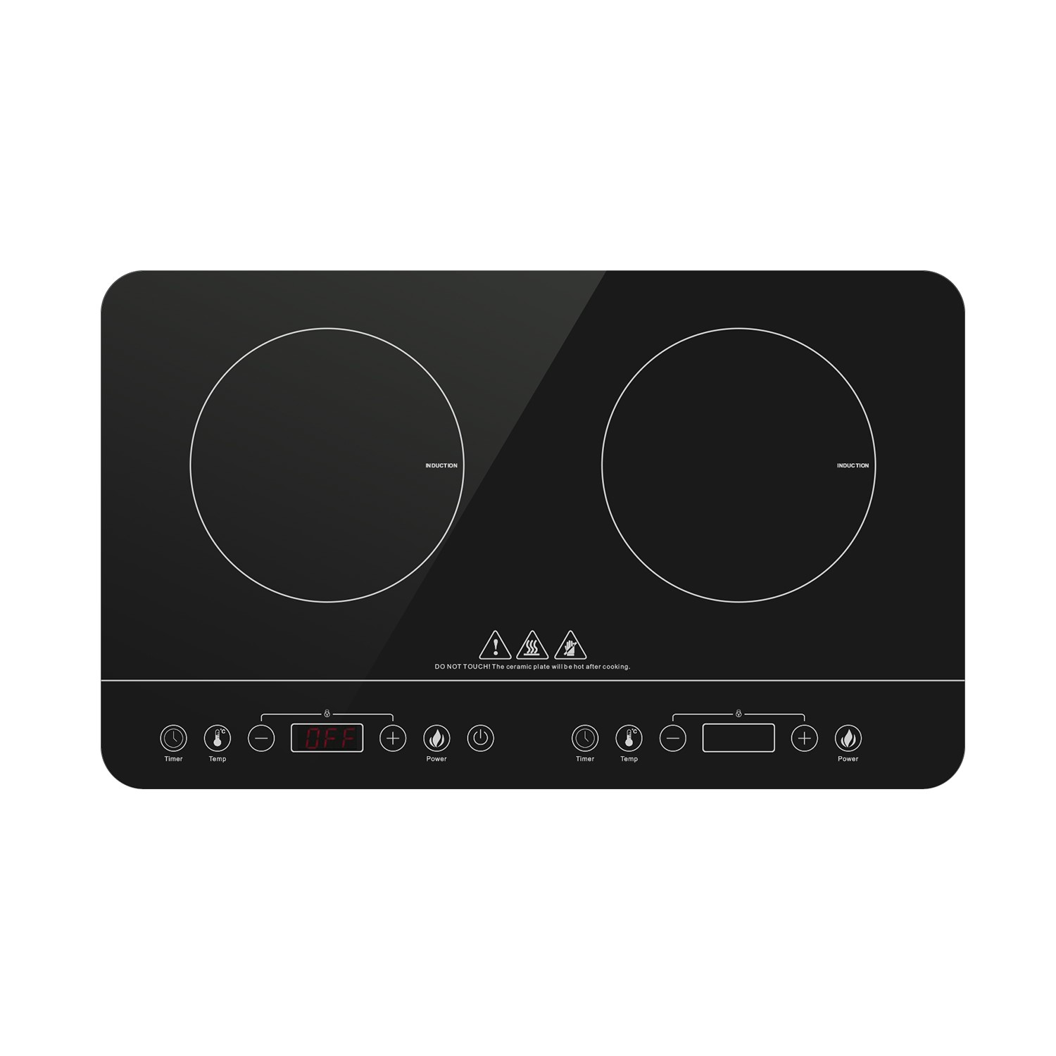 Twin Zone Digital Portable Induction Hob Table Top Hot Plate - Black