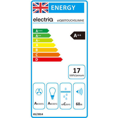electriQ Stainless Steel Slimline 60cm Touch Control Cooker Hood