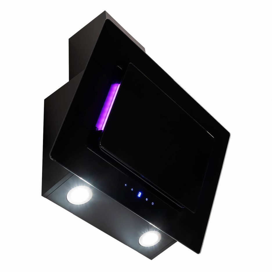 electriQ 60cm Angled Chimney Cooker Hood with Colour Change Lights