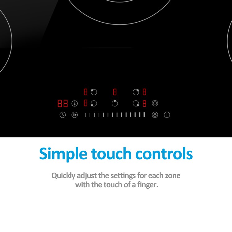 electriQ 77cm 5 Zone Touch Control Ceramic Hob