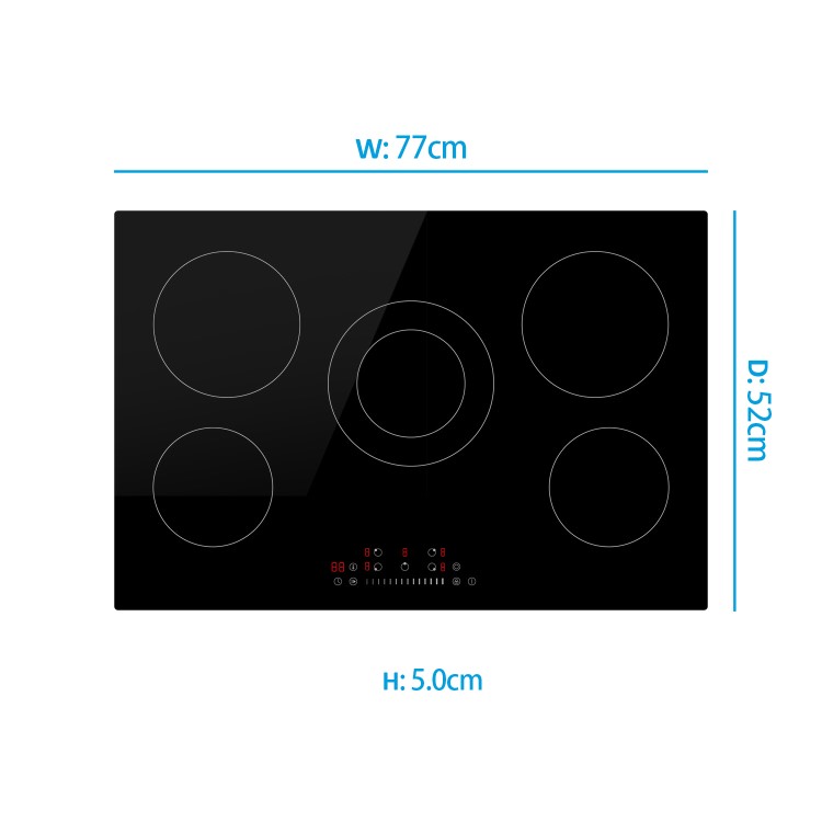 electriQ 77cm 5 Zone Touch Control Ceramic Hob