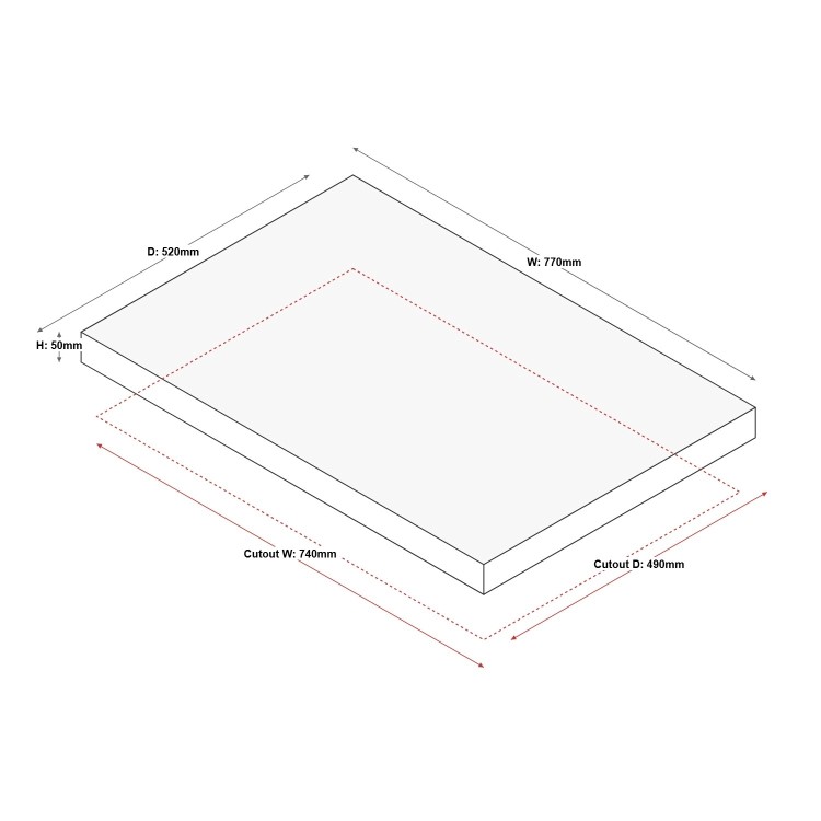 electriQ 77cm 5 Zone Touch Control Ceramic Hob