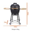 Refurbished electriQ eiqeggxl 22 Inch Charcoal Ceramic Kamado Style Grill Egg BBQ in Grey with Wooden Shelves