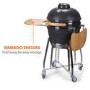 Refurbished Boss Grill 22 Inch Charcoal Ceramic Kamado Style Grill Egg BBQ in Grey with Wooden Shelves