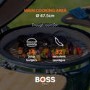 Refurbished Boss Grill 22 Inch Charcoal Ceramic Kamado Style Grill Egg BBQ in Grey with Wooden Shelves
