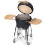 Refurbished Boss Grill 22 Inch Charcoal Ceramic Kamado Style Grill Egg BBQ in Grey with Wooden Shelves