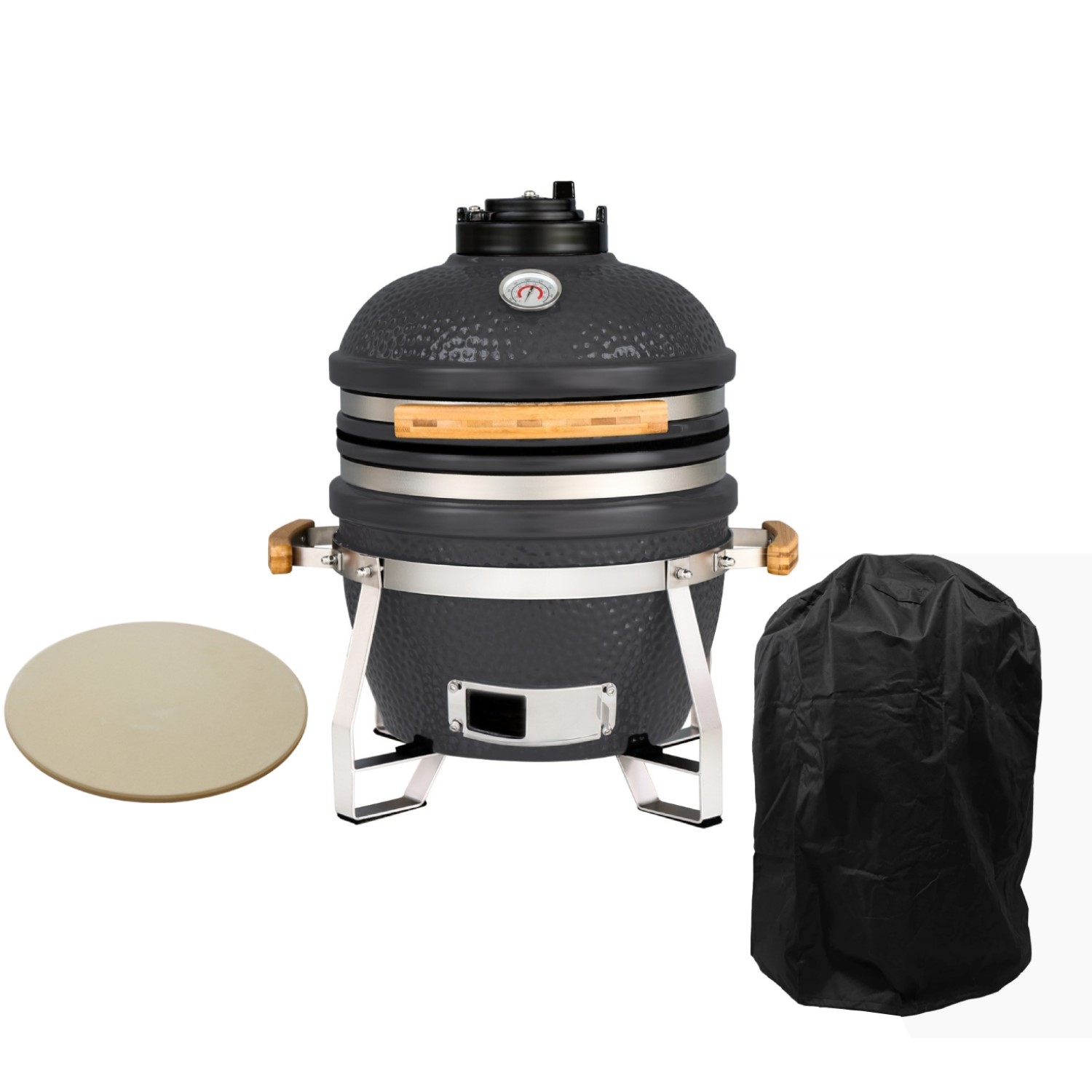 Boss Grill The Egg XS - 15 Inch Ceramic Kamado Style Charcoal Egg BBQ Grill - Grey