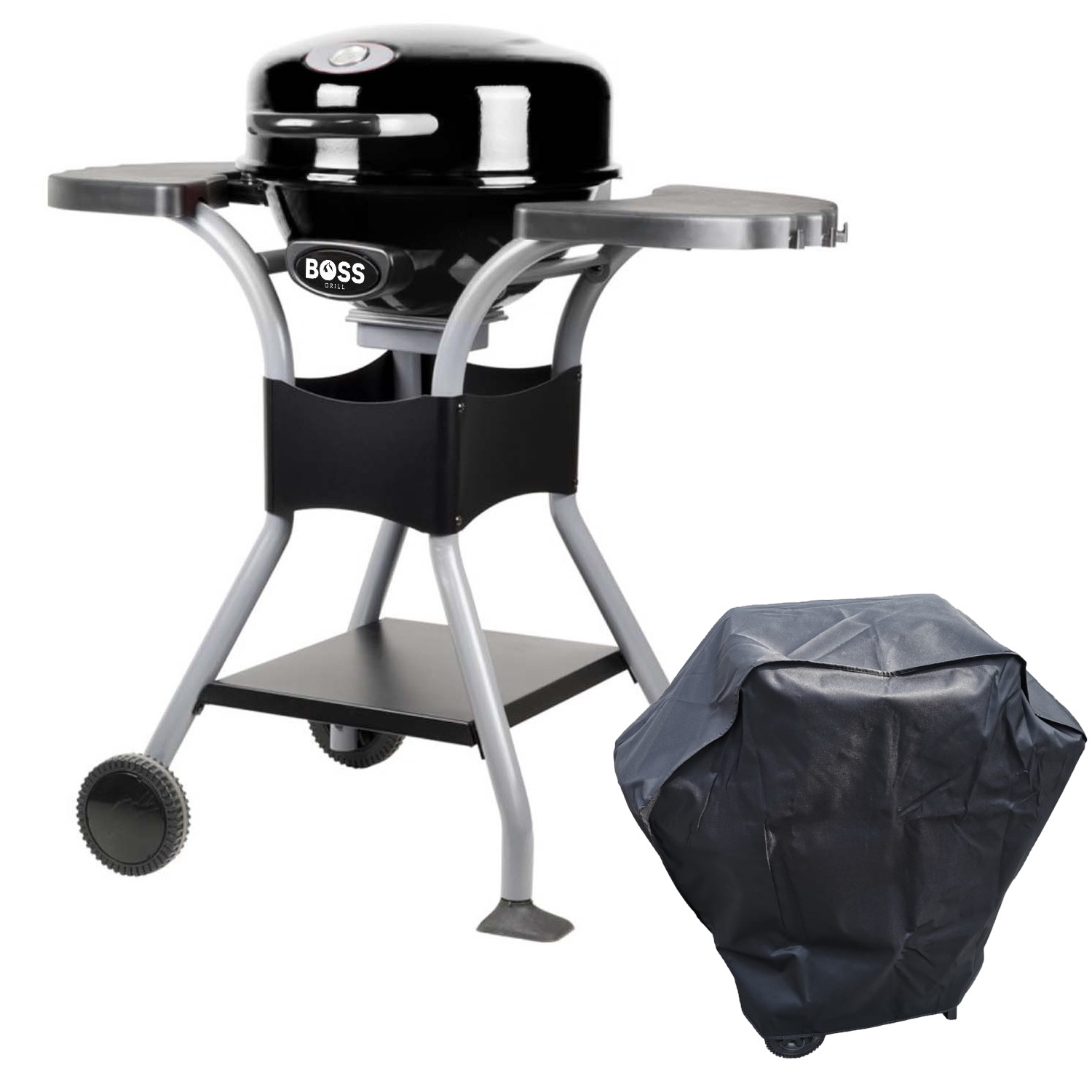 Boss Grill Compact Outdoor Electric BBQ Grill With Cover - Black