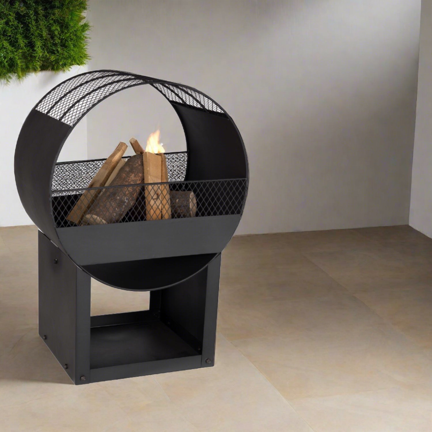 electriQ Outdoor Fireplace Style Fire Pit  Wood & Charcoal Garden Log Burner