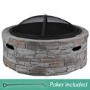 electriQ Cast Stone Round Base Wood Burning Garden Fire Pit - Grey