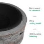 electriQ Cast Stone Round Base Wood Burning Garden Fire Pit - Grey
