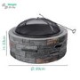 electriQ Cast Stone Round Base Wood Burning Garden Fire Pit - Grey