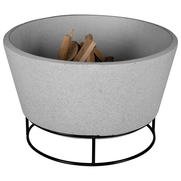 electriQ Round Stone Wood Burning Fire Pit - Light Grey