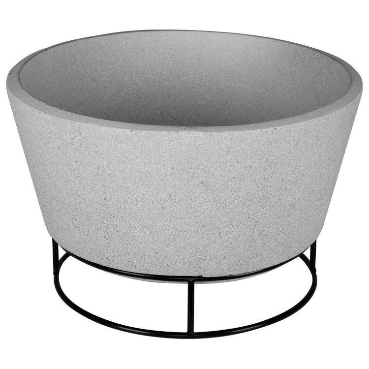 electriQ Round Stone Wood Burning Fire Pit - Light Grey