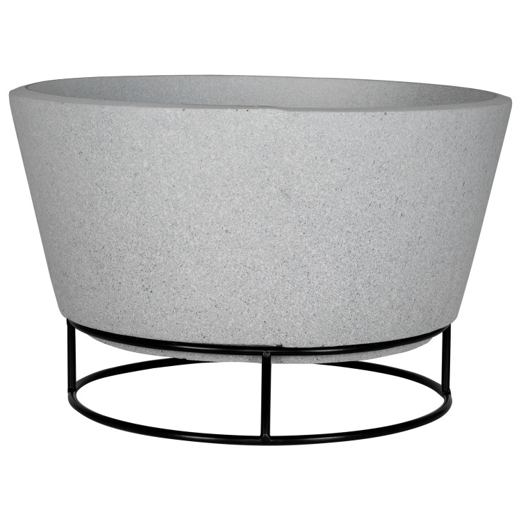 electriQ Round Stone Wood Burning Fire Pit - Light Grey