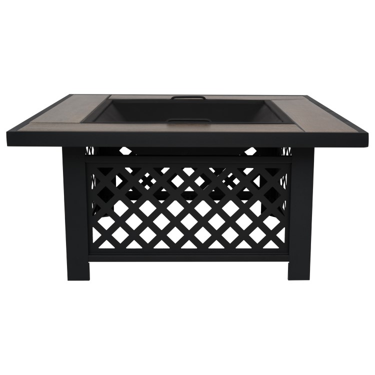 Refurbished electriQ Square Wood Burning Fire Pit with Tiled Rim