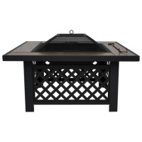Refurbished electriQ Square Wood Burning Fire Pit with Tiled Rim