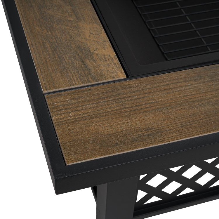 Refurbished electriQ Square Wood Burning Fire Pit with Tiled Rim