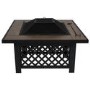 Refurbished electriQ Square Wood Burning Fire Pit with Tiled Rim