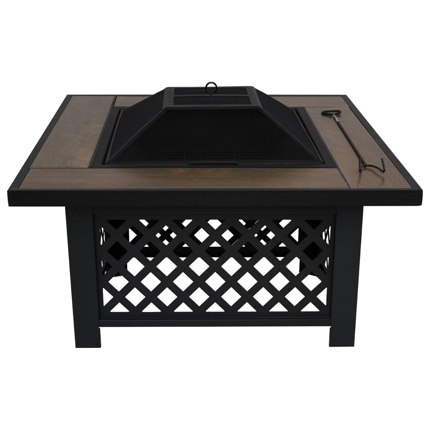 electriQ Square Wood Burning Fire Pit with Tiled Rim eiqfpctable ...