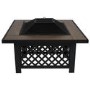 Refurbished electriQ Square Wood Burning Fire Pit with Tiled Rim