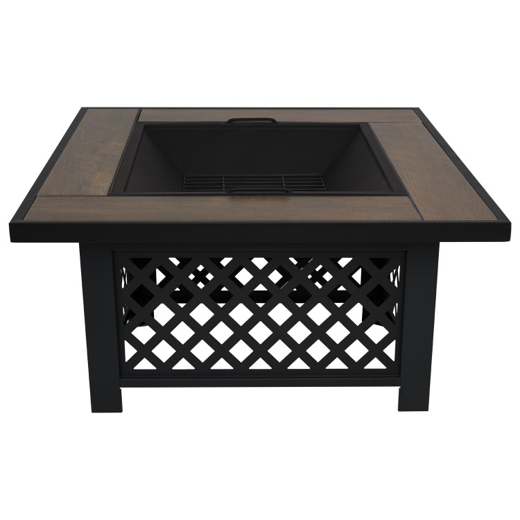 Refurbished electriQ Square Wood Burning Fire Pit with Tiled Rim