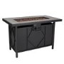 electriQ Gas Flame Outdoor Fire Pit Table - Rectangular with Grey Tiles