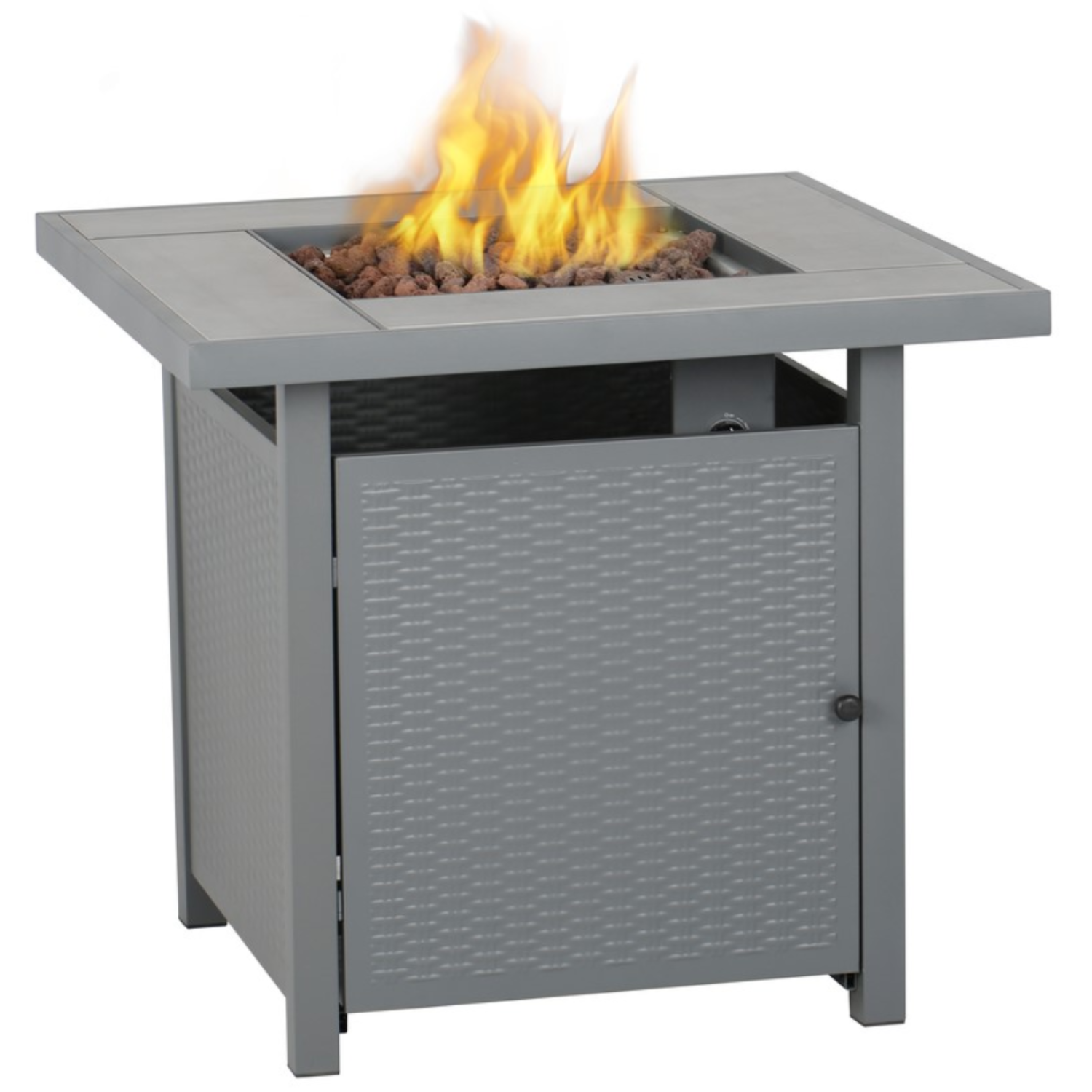 electriQ Outdoor Gas Flame Fire Pit Table - Square in Grey Metal Rattan  Effect eiqfpgtabler | Appliances Direct