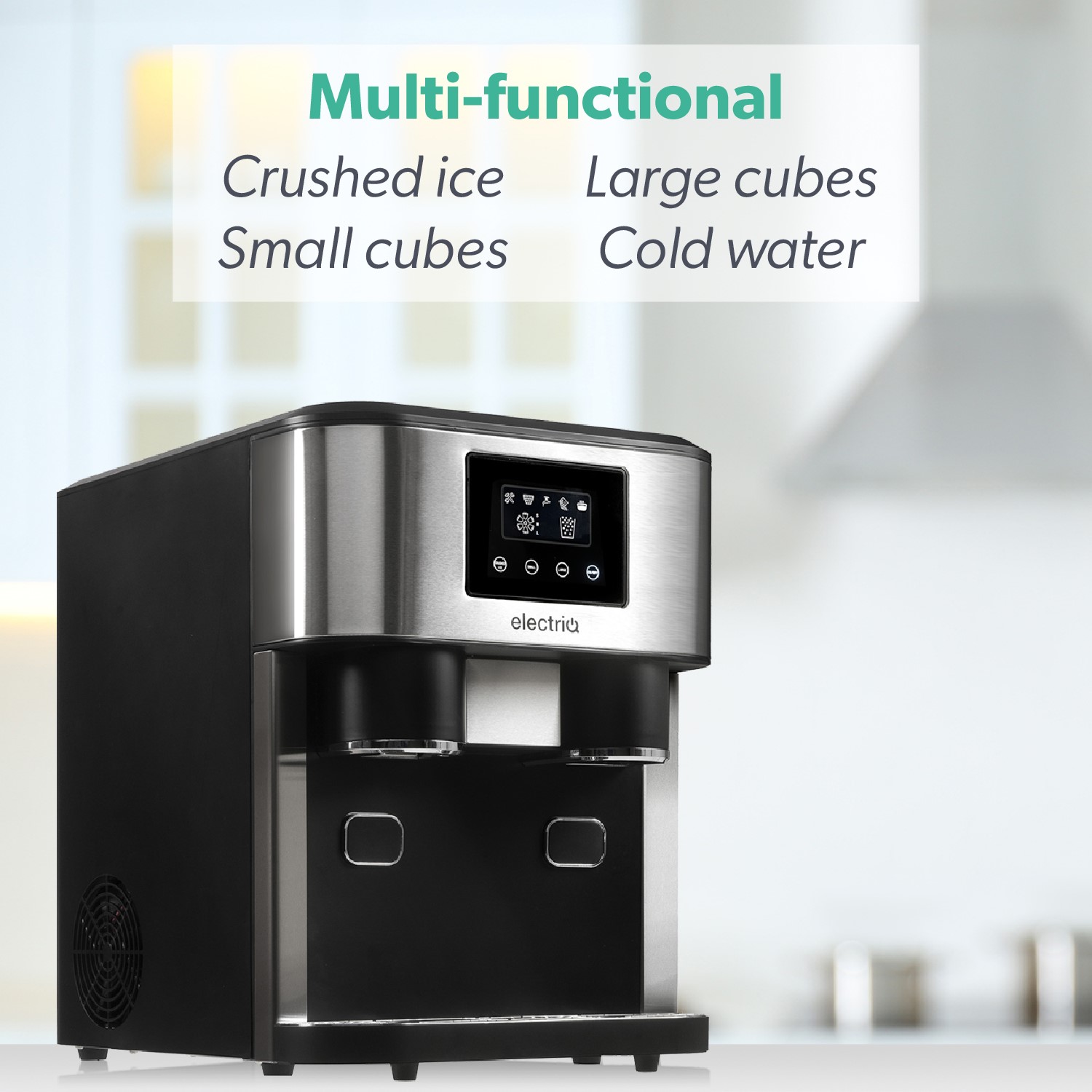 electriQ Countertop Ice Maker With Ice Crusher and Water Dispenser in