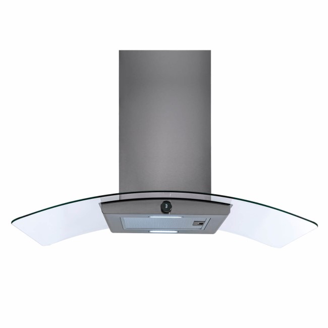 electriQ 100cm Curved Glass Island Cooker Hood - Stainless Steel