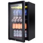 GRADE A2 - electriQ 128 Can Capacity Drinks Fridge Black With Glass Front