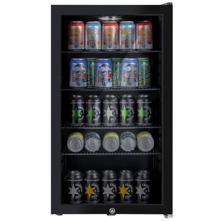 Electriq 128 Can Capacity Drinks Fridge Black With Glass Front Eiqldf Appliances Direct