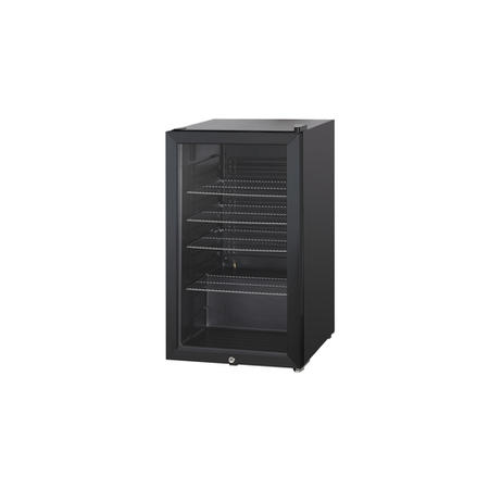 GRADE A2 - electriQ 128 Can Capacity Drinks Fridge Black With Glass Front