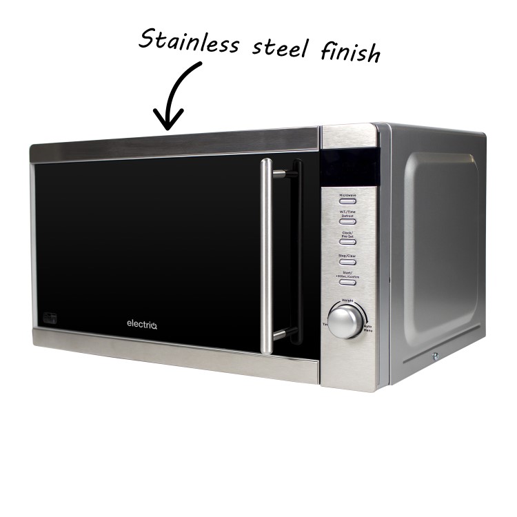 GRADE A1 - ElectriQ 20L 800W Freestanding Microwave with Digital Display in Stainless Steel - EIQMW20LSS