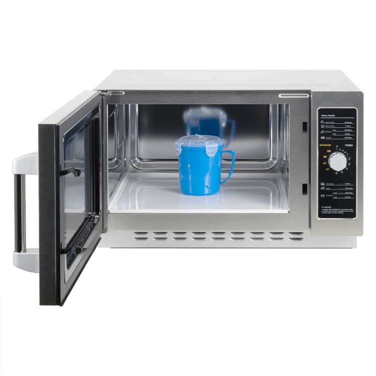 GRADE A3 - electriQ 34 litre 1000w Flatbed Commercial Heavy Duty Freestanding Microwave in Stainless Steel