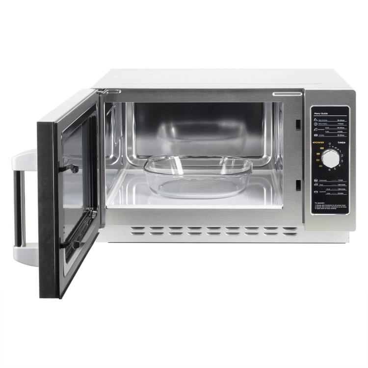 GRADE A3 - electriQ 34 litre 1000w Flatbed Commercial Heavy Duty Freestanding Microwave in Stainless Steel