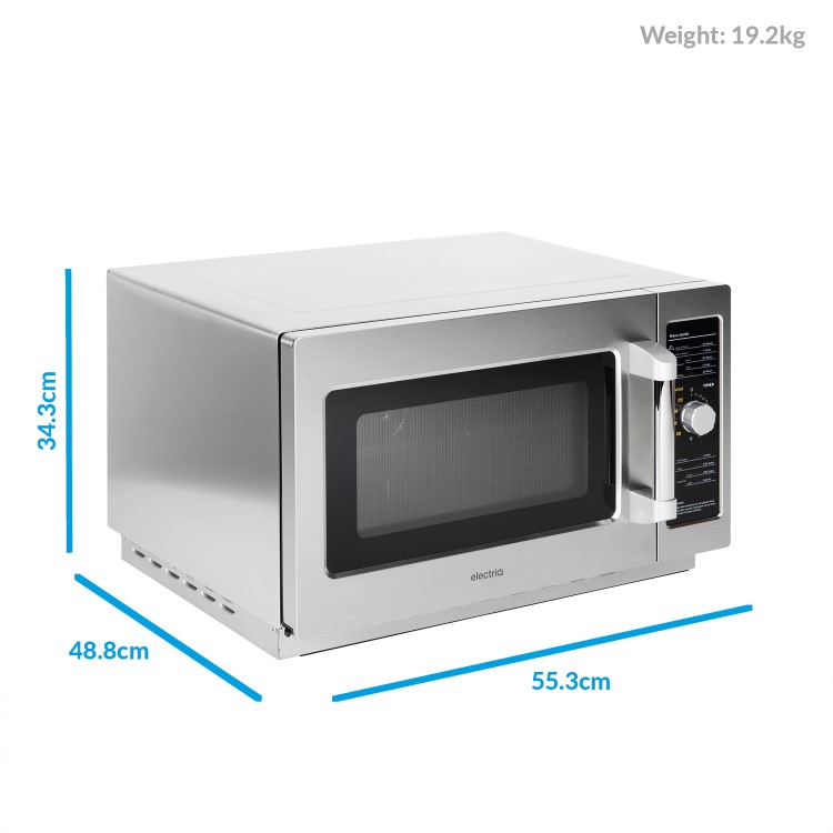 GRADE A3 - electriQ 34 litre 1000w Flatbed Commercial Heavy Duty Freestanding Microwave in Stainless Steel