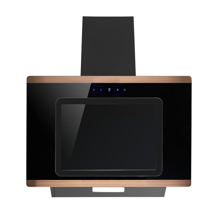 Refurbished electriQ eiqsrg60 60cm Sloping Black and Rose Gold Cooker Hood