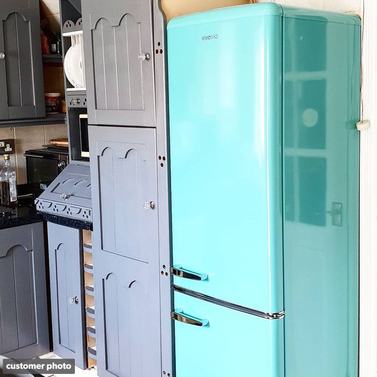 GRADE A2 - electriQ 60/40 Retro Freestanding Fridge Freezer - Blue