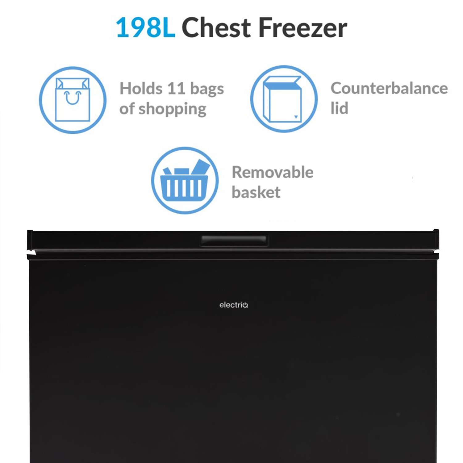 electriQ 198 Litre Chest Freezer Black eqchestmb198black Appliances
