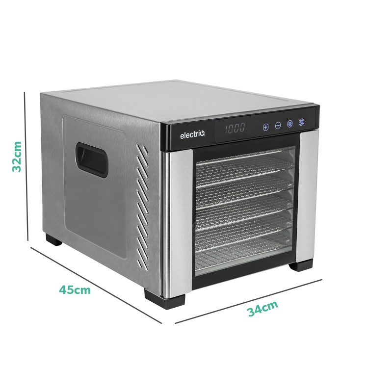 Refurbished electriQ eqddss Digital Food Dehydrator & Dryer with 6 Shelves and 48 Hour Timer Stainless Steel